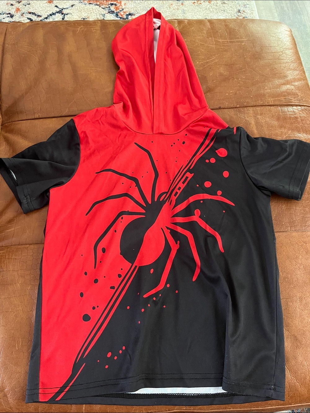 Kids Red & Black Spider Graphic Hoodie Tee